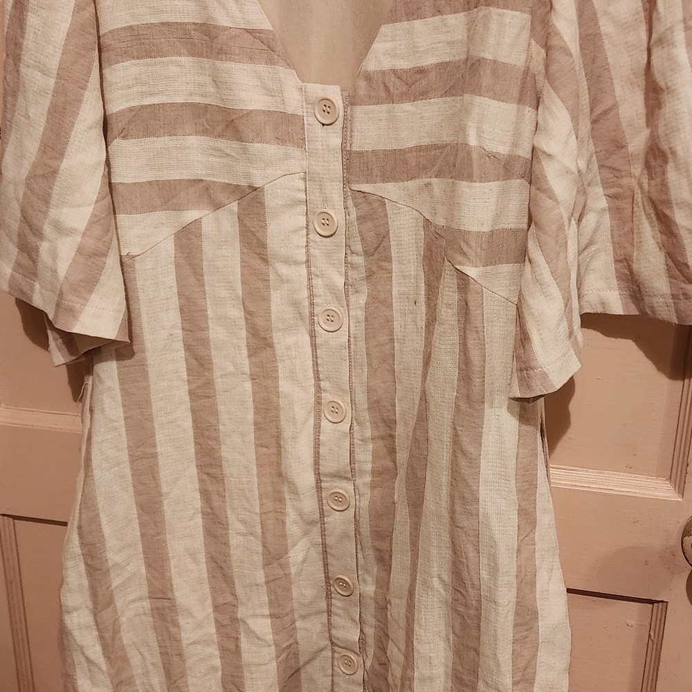 Love Beige and White Striped Dress